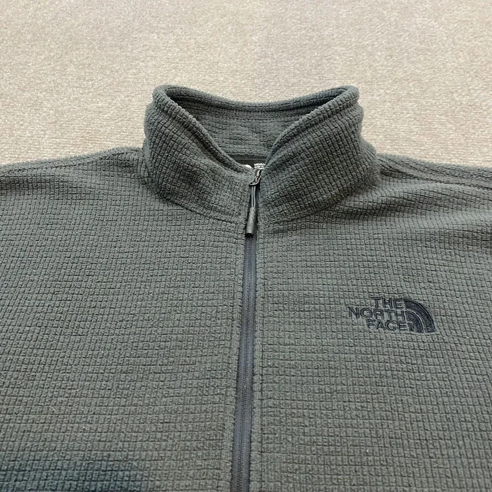 North Face Sweater Mens Small Waffle‎ Top Gray Pullover Outdoor Logo Hiking Hunt